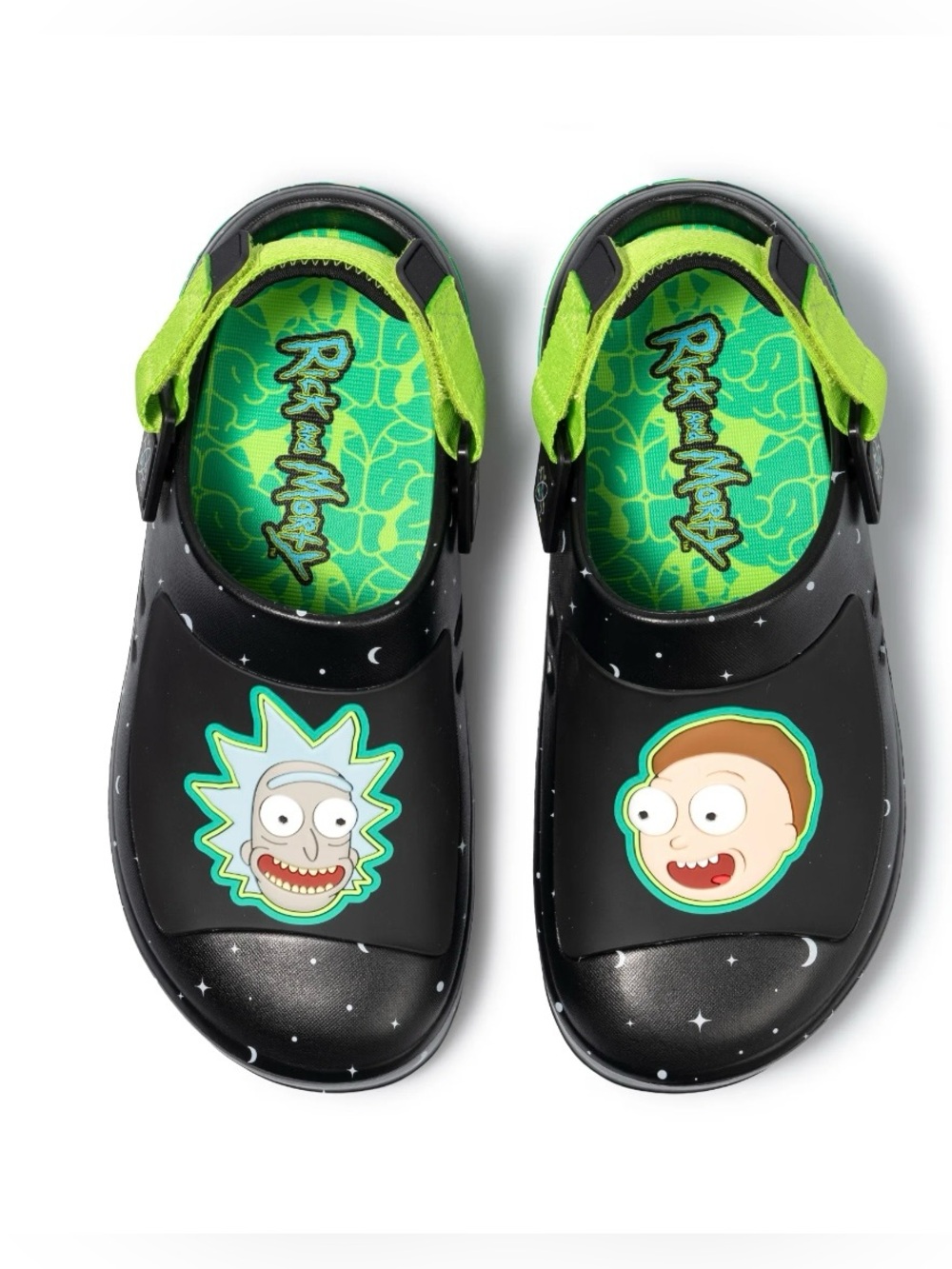 Rick and Morty Men’s Size 12 Black Green Clogs Ground Up NWT